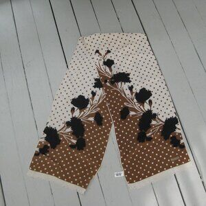 Vintage Bill Blass Baar & Beards Polka Dot Mod Floral Fringe Accent Scarf